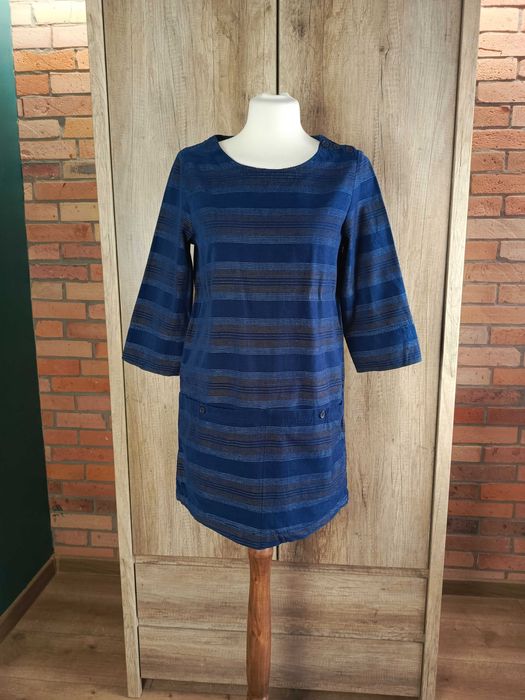 Seasalt Cornwall sukienka tunika sztruks mini paski granat S 36