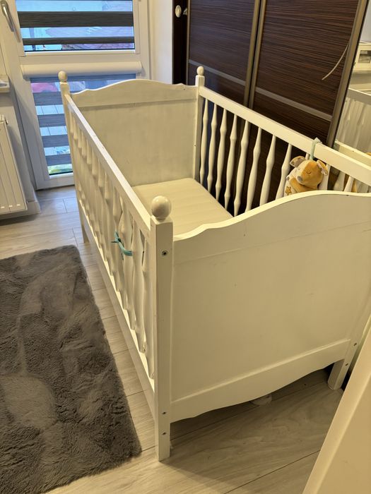 Łóżeczko łóżko drewniane dębowe materac