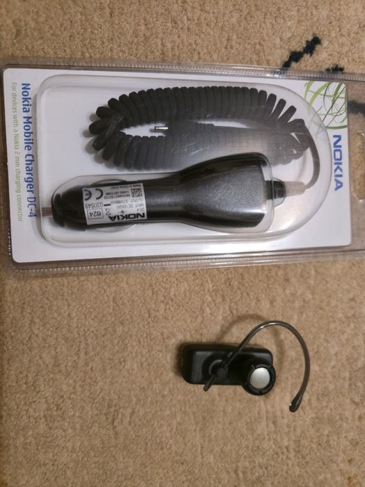 Zestaw słuchawka bluetooth +ładowarka samochodowa Nokia