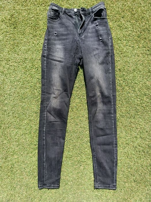 Calças Stradivarius Super High Waist Pretas T38 | Black High Waist Jeans EU 38