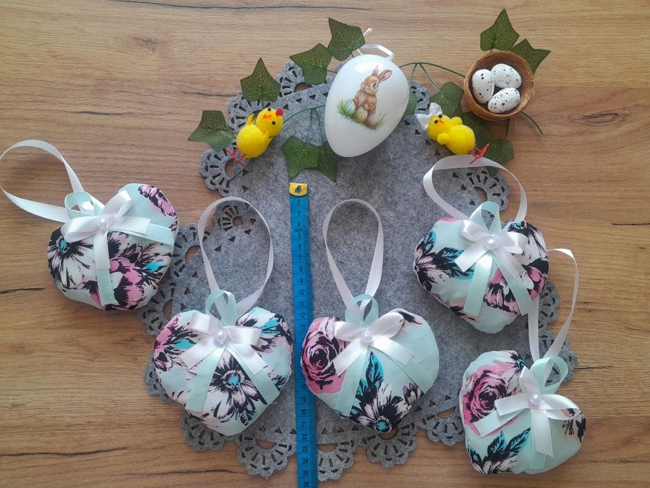 Zawieszka Serduszko miętowa w kwiaty
