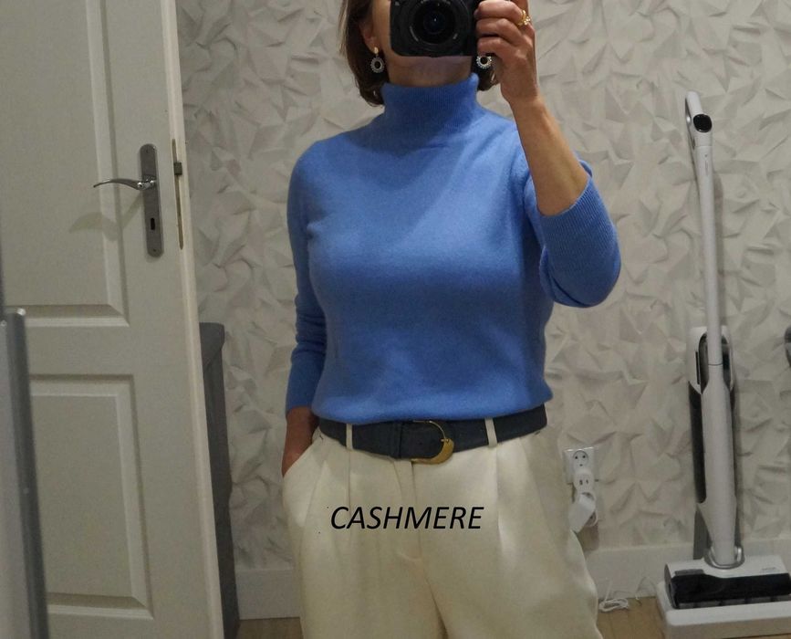 sweter golf damski  kaszmir niebieski S,M + gratis