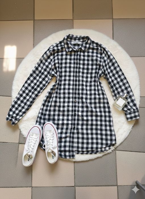 Koszula w kratkę długa L Hm oversize