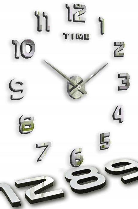 Duży Zegar Ścienny Diy 3d Efekt Lustra Naklejany