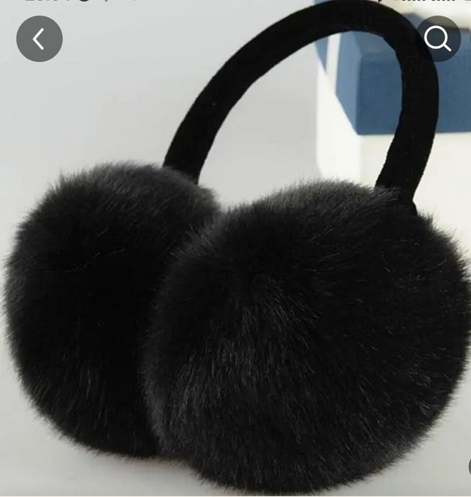 Пухнасті навушники для жінок чорного кольору