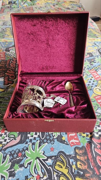 Серебро 925 Подстаканник и ложка