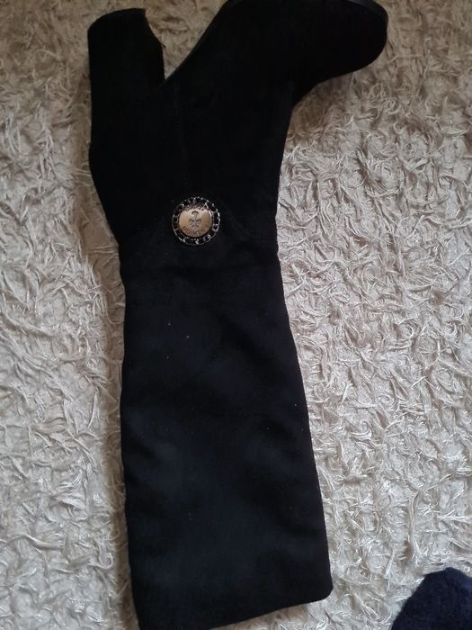 Сапоги женский замша, тёплые,удобный каблук