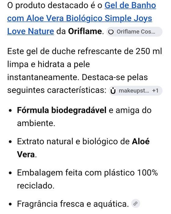 Gel de banho com Aloé Vera 250ml Oriflame
