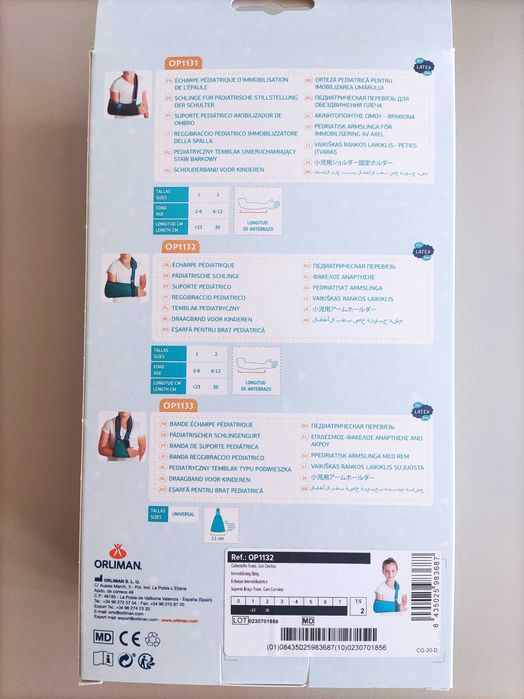 Orliman suporte pediátrico imobilizador ombro/braço