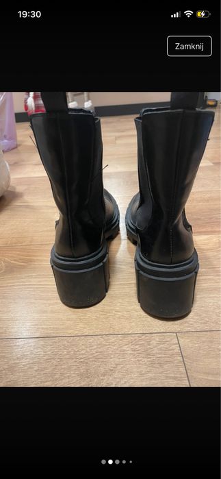Czarne kozaki 37 sztyblety botki catwalk trapery