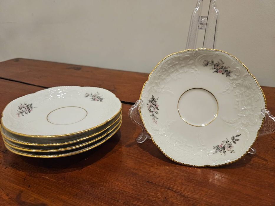 Spodki do filiżanek Rosenthal Sanssouci Gray & Pink Rose