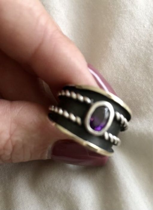 Anel prata com ametista