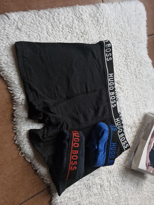 Męska bokserki 3szt czarny niebieski granat L nowe w pudełku bawełna