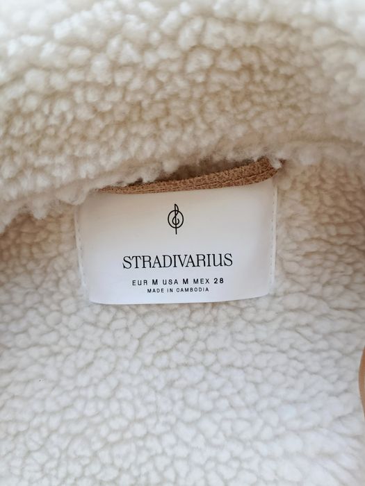 Casaco Aviador Bege Stradivarius Tamanho M | Stradivarius Beige Aviator Jacket Size M