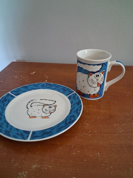 Caneca com prato "gato"