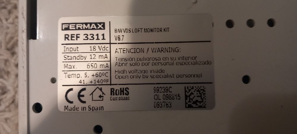 Fermax video porteiros e transformador