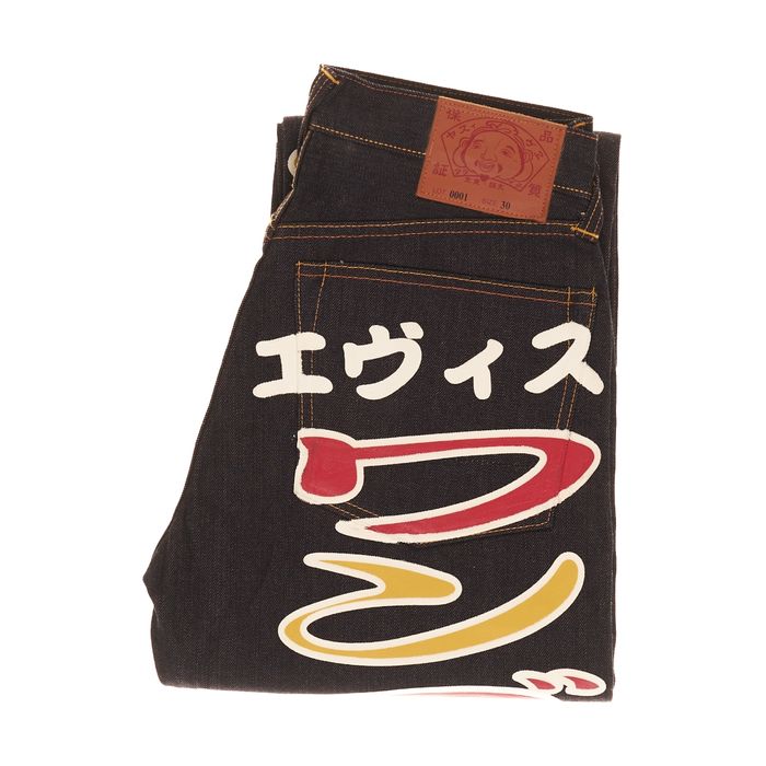 Spodnie Evisu Japanese W30 Męskie Dark Wash Button Fly Denim