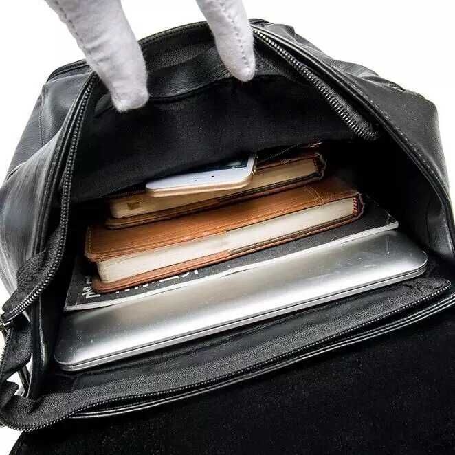 Мужской кожаный городской черный рюкзак шкіряний ранець сумка 2в1