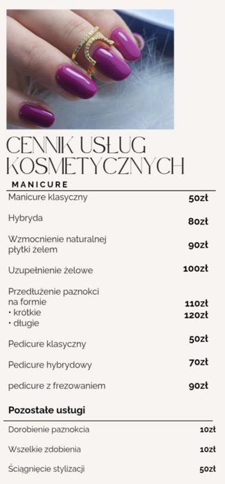 Stylizacja paznokci. Sterylne narzędzia, paragon.