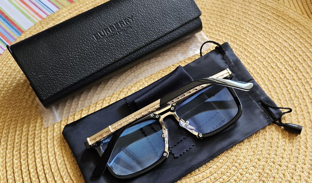Okulary Burberry oprawki zerówki model unisex piękny model złoto