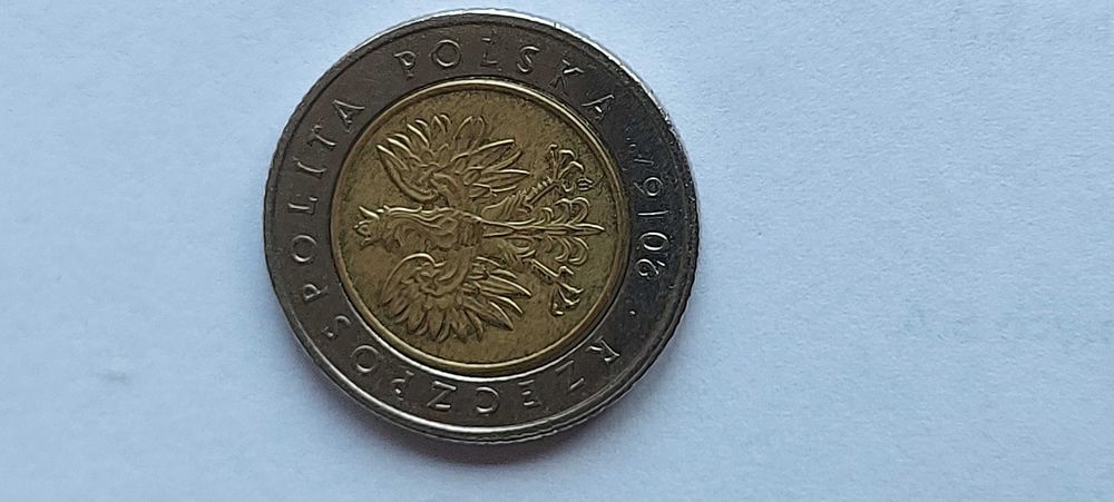 Moneta 5 zł. destrukt