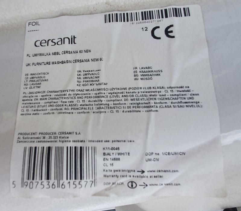 Umywalka cerasit