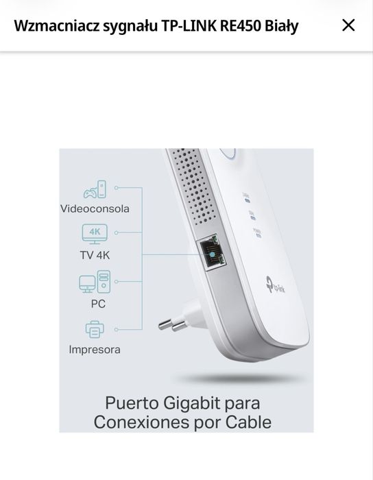 Wzmacniacz sieci WiFi to-link Re450