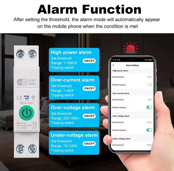 WiFi реле з моніторингом 63а