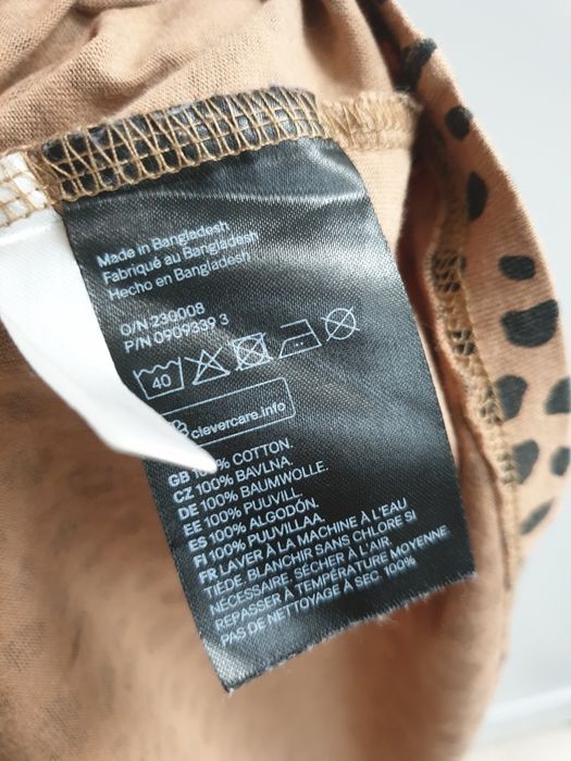 Brązowa beżowa sukienka w panterkę kropki H&M 134