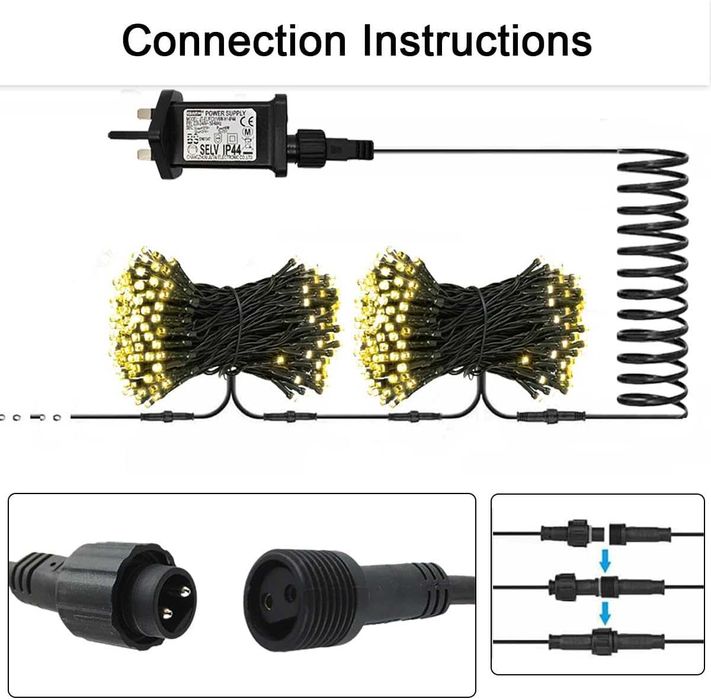 Przedłużacz Łącznik Kabel Do Girland Łańcuchów Świetlnych 6 m Joycome