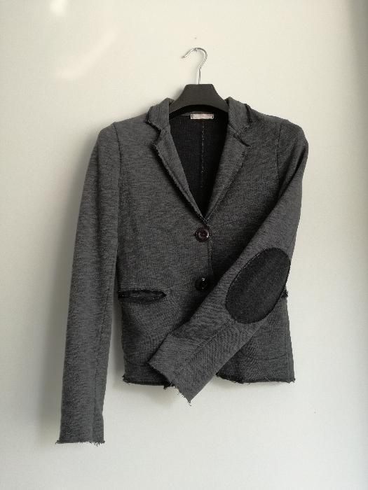 szara grafitowa melanż marynarka elastyczna miękka sportowa łaty