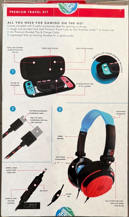 Premium travel kit Nintendo Switch Ecoplay- novo, 3 anos de garantia
