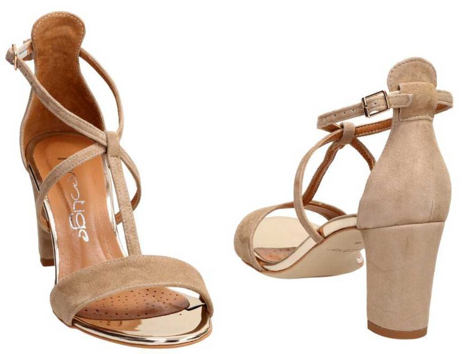 Buty skóra 39 Prestige NOWE beżowe + wkładki antypoślizgowe