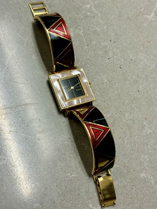 Piere Andre Paris Geometric Art Deco Damski złoty zegarek biżuteryjny