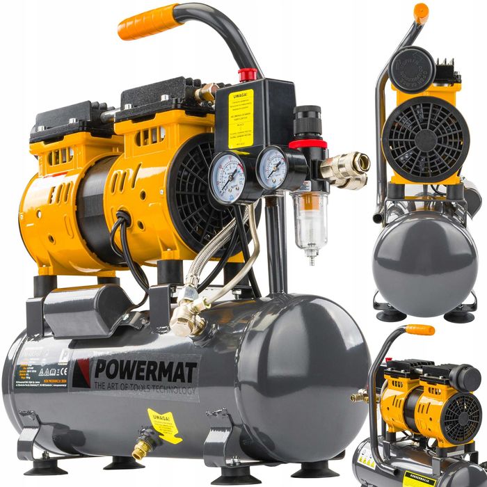 Kompresor bezolejowy 6L SPRĘŻARKA 8BAR 150l/min 230V separator CICHY