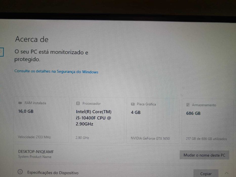 PC GAMER gtx 1650 + i5 10400f + 16GB RAM + ssd 750 GB