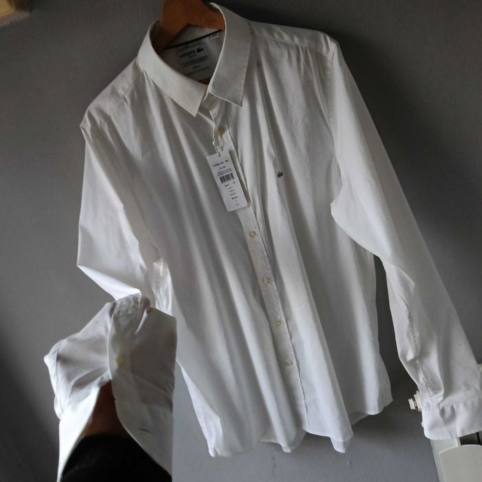 Lacoste L 43 nowa koszula męska biała elegancka do biura na okazję
