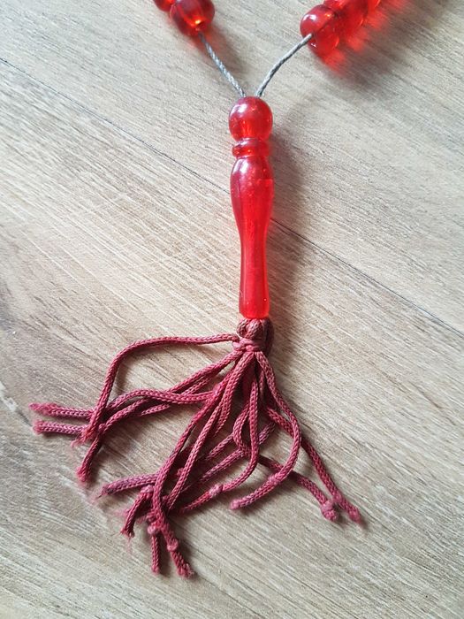 Greckie ręcznie robione koraliki KOMBOLOI czerwone 38cm
