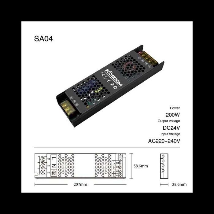 2x 24V 200W ściemnialny zasilacz LED Ultracienki transformator do taśm LED