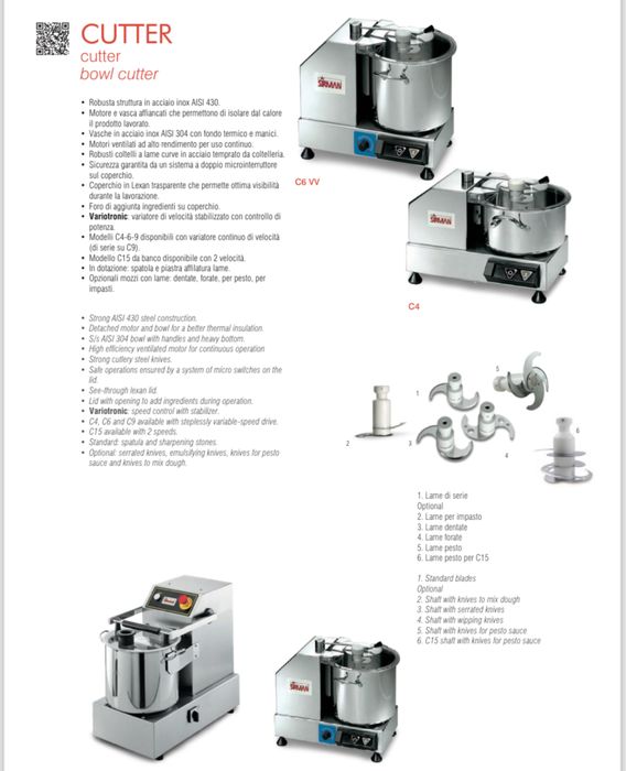 NOVO Processador de alimentos CUTTER SIRMAN C6VV