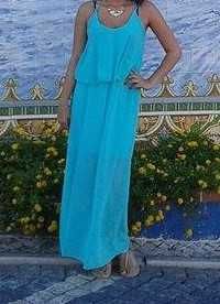 vestidos compridos rosa pálido e turquesa - M