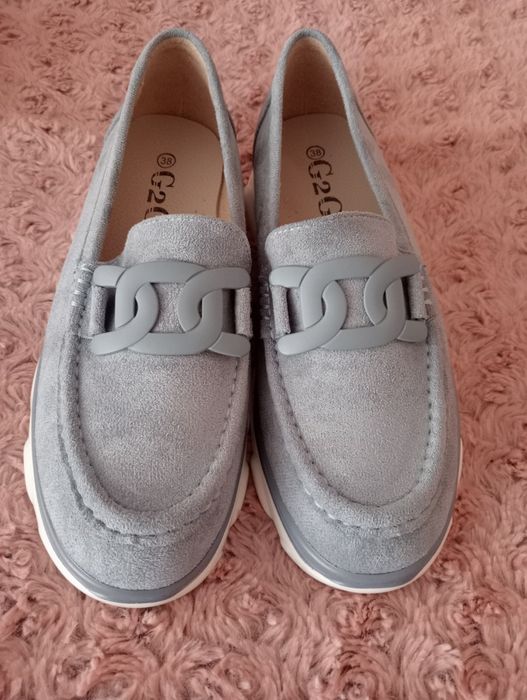 Mokasyny damskie Blue/Popiel