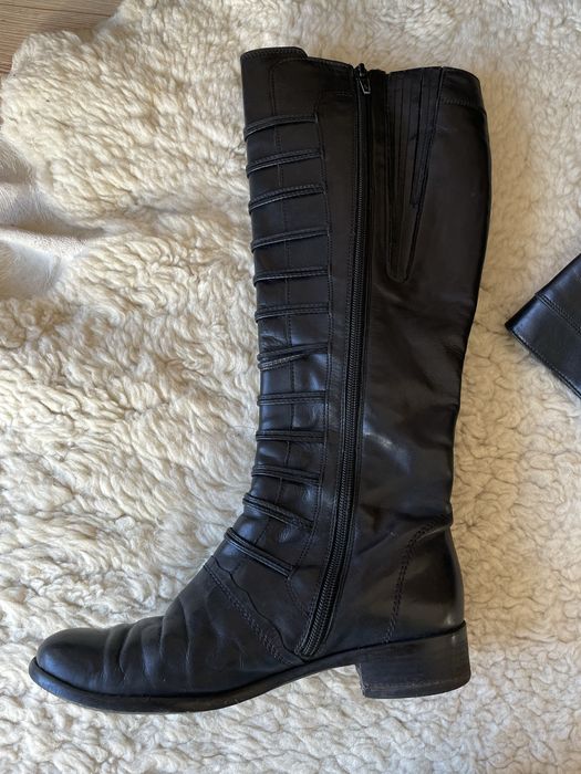 Brązowe czarne botki wysokie wysoka cholewka Gabor kozaki ciemne 38,5