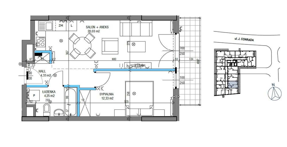 Bielany_J.Conrada 2 pokoje 41m – další