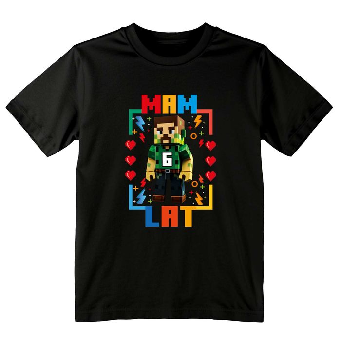 koszulka urodziny 6 lat, koszulka Minecraft, koszulka gra Minecraft