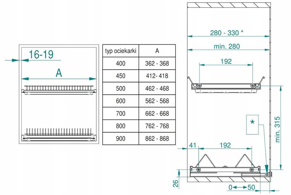 Ociekarka do naczyń Rejs Variant 3 chrom 2-poziomy 80 cm