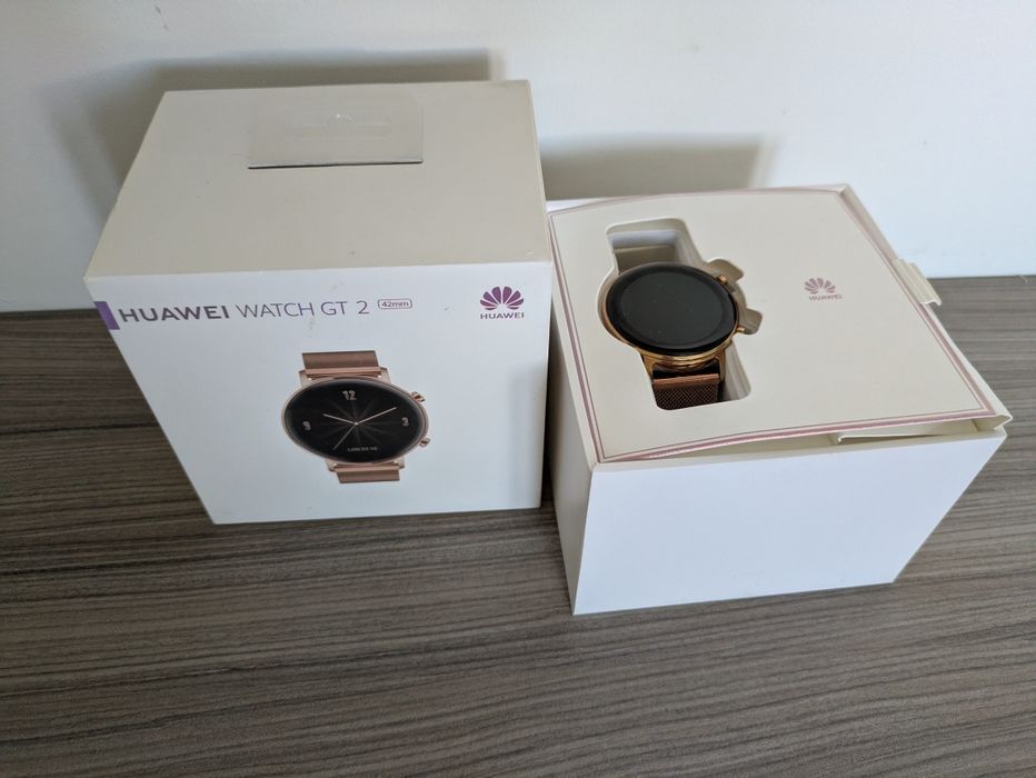 Smartwatch Huawei Watch GT 2 42mm Rose Gold (Refined Gold) – Stan bdb + 2 ładowarki!