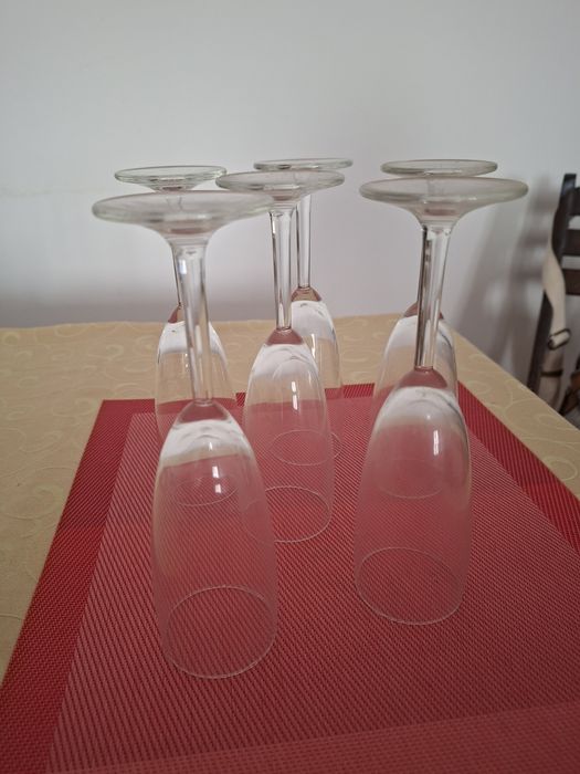 6 copos de champanhe em vidro
