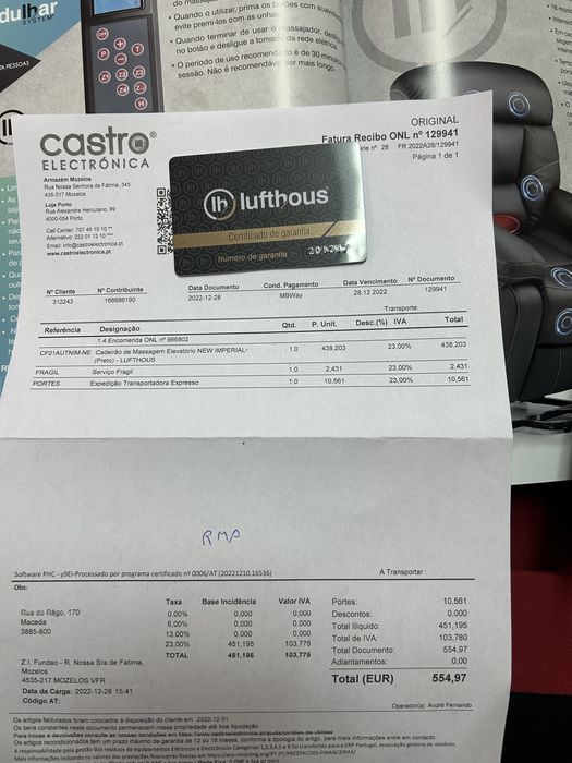Sofá reclinável eletrico com função de massagem