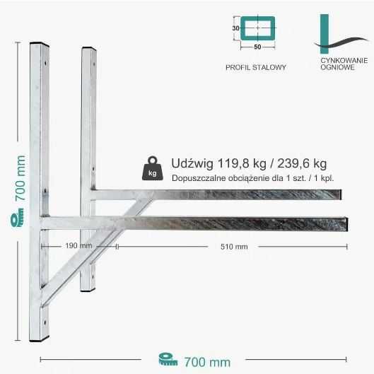 Wsporniki stalowe spawane ocynkowane